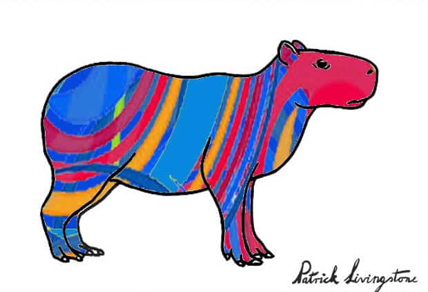 Capybara drawing colored v
