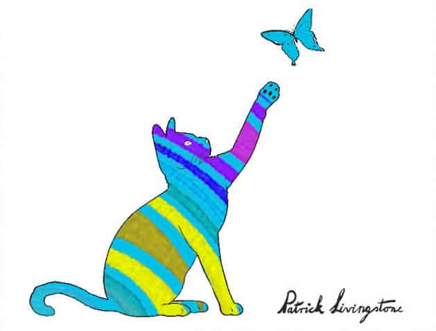 Cat and Butterfly drawing colored k