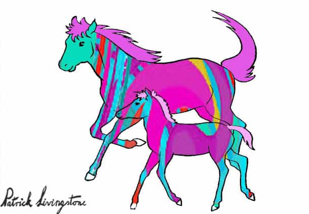 Horse and foal drawing colored g